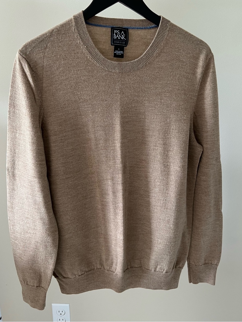 Two Jos. A. Bank Traveler merino wool crewneck sweaters size Large